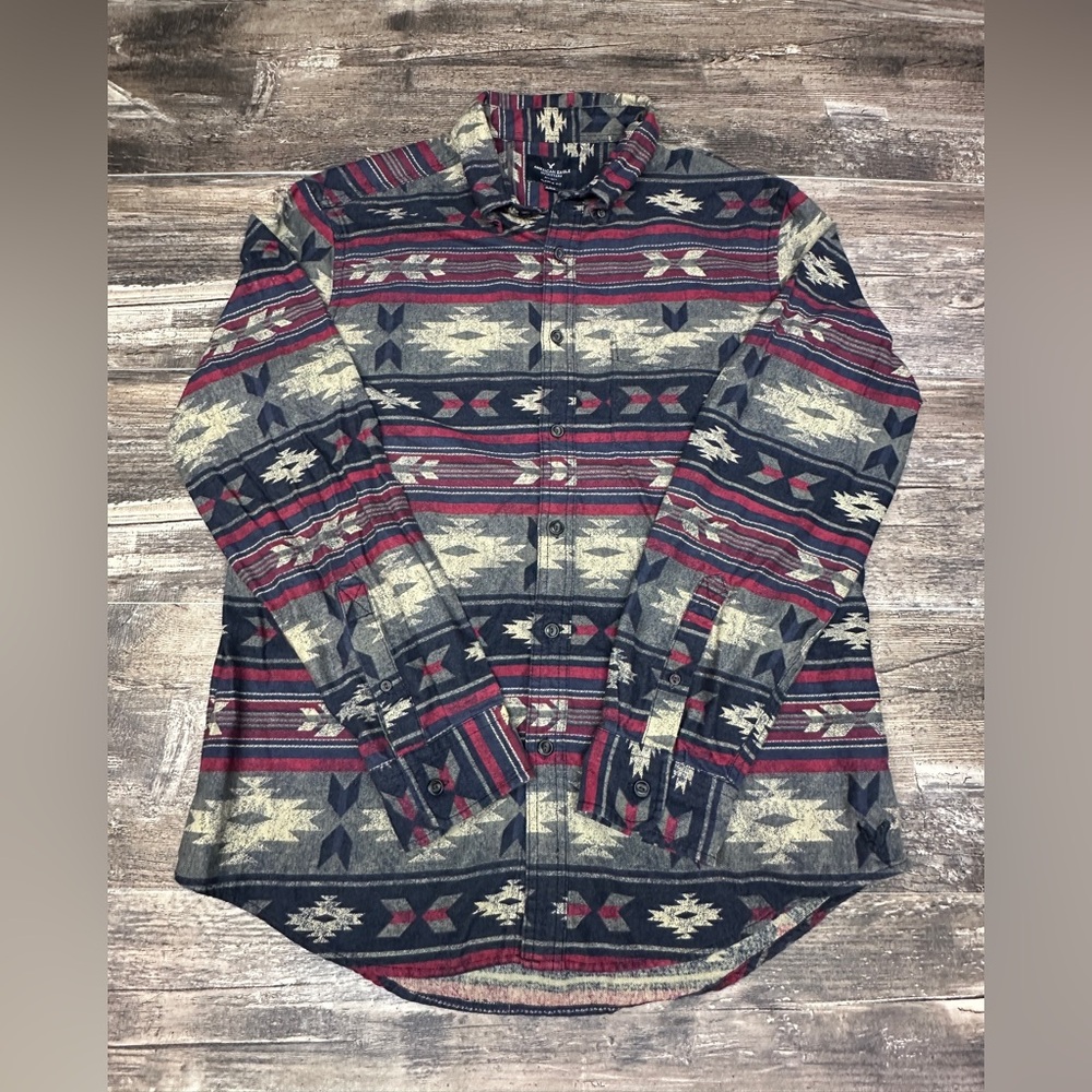 American Eagle Aztec Southwestern Button Down Shirt Mens Large Classic GUC - Picture 6 of 10